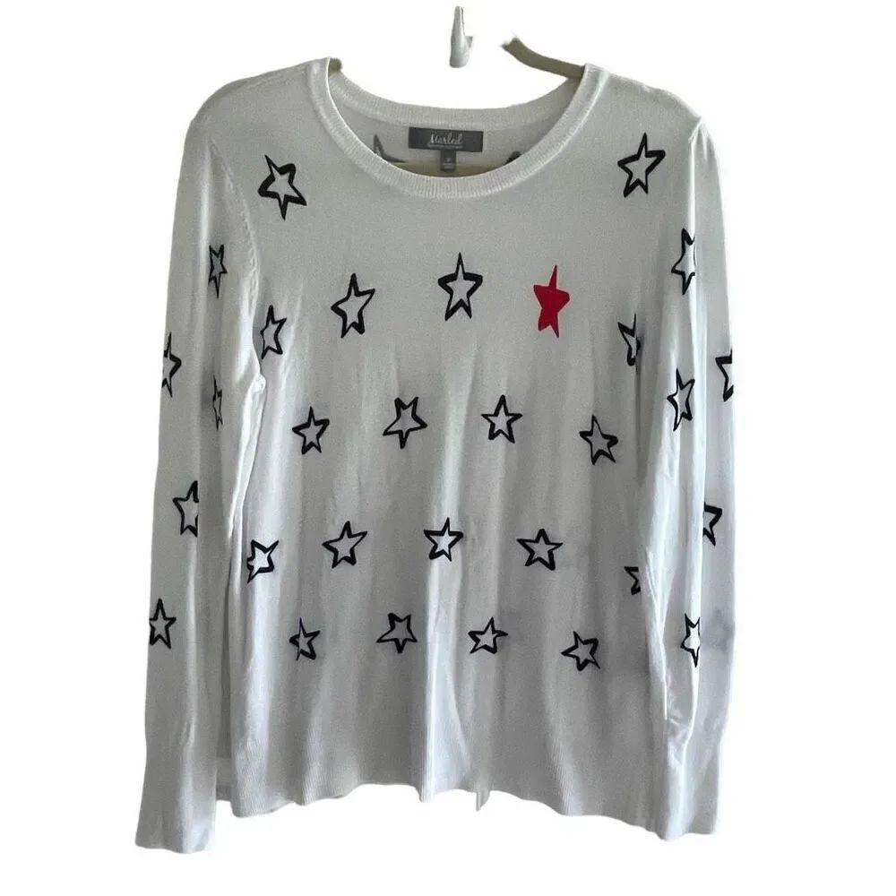 Marled Red White Blue Patriotic Star Sweater Women’s Sz Medium Reunited Clothing